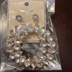 Gold and Clear Rhinestone Earrings